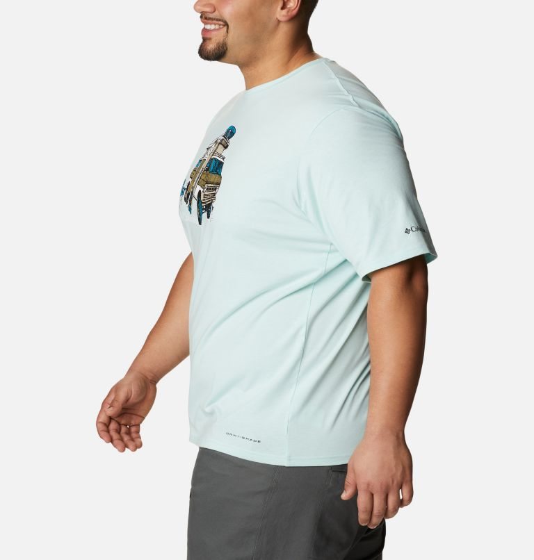 Men's Columbia Sun Trek Short Sleeve Graphic T Shirts Turquoise | Plus Size CA-P0A54